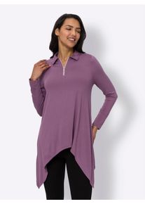 Langarmshirt "Longshirt", Damen, Gr. 42, lila (violett), 95% Viskose, 5% Elasthan, unifarben, Shirts Langarmshirt