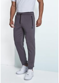 Sweathose John Devin, Herren, Gr. S (44/46), N-Gr, grau (dunkelgrau), angeraute Sweatware, Obermaterial: 60% Baumwolle, 40% Polyester, unifarben, bequem lang, Hosen Sweathose, Jogginghose mit seitlichen Taschen und Bindeband aus Baumwoll-Mix, Topseller
