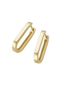 Paar Creolen "Klappcreolen ovale Form, Silber 925", gold, Giorgio Martello MILANO, Ohrringe, Damen, Silber 925 (Sterlingsilber), Paar Creolen