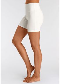 Shorts Lascana, Damen, Gr. 36/38, N-Gr, wei&szlig; (cream wei&szlig;), Single Jersey, Obermaterial: 95% Baumwolle, 5% Elasthan, unifarben, Basic, skinny fit, Hosen Shorts, mit breitem B&uuml;ndchen und Logodruck, Topseller