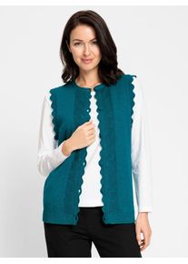 Strickweste Inspirationen, Damen, Gr. 36, bunt (aquapetrol, meliert), 50% Baumwolle, 50% Polyacryl, meliert, unifarben, Westen Strickweste