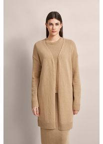 Strickjacke Bugatti, Damen, Gr. XS, beige, 40% Wolle, 30% Viskose, 20% Polyamid, 10% Kaschmir, unifarben, normal, Rippb&uuml;ndchen, Strickjacken Strickjacke, mit breitem Rippenb&uuml;ndchen