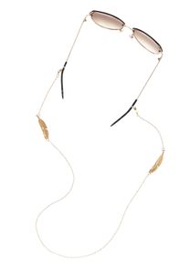 Brillenkette Lascana "Zartes Brillenband mit Federornament", Damen, gold (goldfarben), Trageb&auml;nder Brillenkette, Perfekt zu Brille oder Sonnenbrille oder als Maskenkette