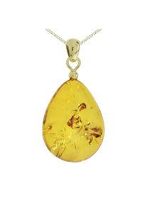 Kette und Anh&auml;nger Set OSTSEE-SCHMUCK "- Tropfen flach, ca. 22 mm lang - Gold 333/000 - Bernstein" Gr. 45, gold (gold 333, goldfarben, gelb), Schmuck_Sets, Damen, 45, Gelbgold 333, Kette und Anh&auml;nger Set