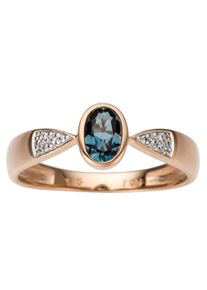 Diamantring Firetti "Schmuck Geschenk Gold 333 Damenring Goldring Farbstein Edelstein" Gr. 18, rosa (ros&eacute;goldfarben, wei&szlig;goldfarben, blau), Fingerringe, Damen, 18, P2 = erkennbare Einschl&uuml;sse, Diamanten Ros&eacute;gold 333, 7mm, Diamanten, Ros&eacute;gold 333, Diamantring, mit Blautopas - mit Brillanten