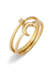 Ring-Set Elli "Ring Set Astro Mond Zirkonia Wei&szlig; 925 Sterling Silber vergoldet (2 tlg.)" Gr. 56, gold, Fingerringe, Damen, 56, Silber 925 (Sterlingsilber), Ring-Set