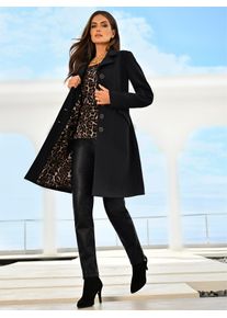 Wintermantel Heine, Damen, Gr. 40, schwarz, 63% Polyester, 33% Viskose, 4% Elasthan, unifarben, unifarben mit Farbeinsatz, unifarben mit Farbeins&auml;tzen, M&auml;ntel Wintermantel