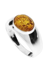 Fingerring OSTSEE-SCHMUCK "- Melle - Silber 925/000 - Bernstein" Gr. 58, silber (silber 925, silberfarben, wei&szlig;), Fingerringe, Damen, 58, Fingerring