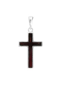 Kettenanh&auml;nger OSTSEE-SCHMUCK "OSTSEE-SCHMUCK Anh&auml;nger Kreuz 28 x 18 mm", wei&szlig; (wei&szlig;, neutral), Schmuckanh&auml;nger, Damen, 40 x 18mm, Silber 925 (Sterlingsilber), 3,3 g, Kettenanh&auml;nger