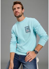 Sweatshirt Kangaroos, Herren, Gr. L, aqua, angeraute Sweatware, Obermaterial: 80% Baumwolle, 20% Polyester, schmal, Rundhals, angesetztes B&uuml;ndchen, Sweatshirts Sweatshirt, aus angerauter Sweatware, mit Rundhalsausschnitt, Langarm-Design