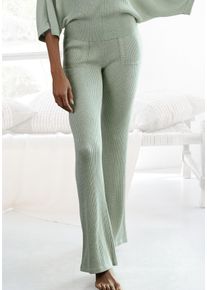 Strickhose French Connection, Damen, Gr. 44/46, N-Gr, gr&uuml;n (mint meliert), Rippstrick, Obermaterial: 40% Viskose (LENZING&trade; ECOVERO&trade;), 30% Polyacryl, 30% Polyester, meliert, bequem lang, Hosen Strickhose, mit leichten ausgestellten Bein, Loungewear
