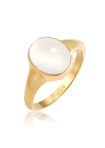 Siegelring Elli "Ring Siegelring Mondstein Oval 925 Silber" Gr. 56, gold, Fingerringe, Damen, 56, ohne Stein, Silber 925 (Sterlingsilber), 10mm, Siegelring