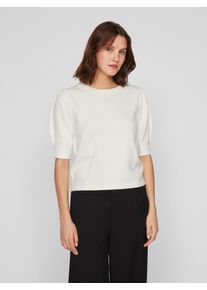 Strickpullover Vila "VIRIL 2/4 SLEEVE O-NECK KNIT TOP - NOOS", Damen, Gr. L, wei&szlig; alyssum, Strick, Obermaterial: 50% Viskose, 28% Polyester, 22% Nylon, unifarben, regular fit normal, Rundhals, Rippstrickb&uuml;ndchen, Pullover Strickpullover