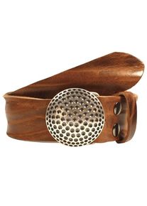Lederg&uuml;rtel RETTUNGSRING G&Uuml;RTEL, Damen, Gr. 100, braun (dunkelcognac), Leder, unifarben, G&uuml;rtel Lederg&uuml;rtel, mit austauschbarer Schlie&szlig;e &raquo;Golfball Silber&laquo;