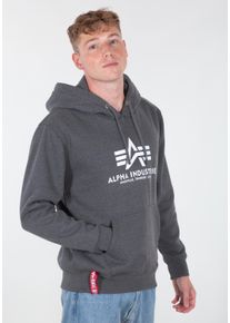 Hoodie Alpha Industries "Basic Hoodie BL", Herren, Gr. XS, grau (charcoal heather, wei&szlig;), Obermaterial: 80% Baumwolle, 20% Polyester, regular fit, Sweatshirts Hoodie