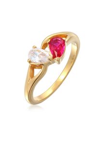 Silberring Elli "Ring Zirkonia Rubin Infintiy 925 Silber vergoldet" Gr. 52, gold, Fingerringe, Damen, 52, Silber 925 (Sterlingsilber), Silberring