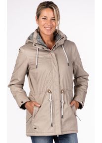 Parka LPO "PAISLEY II NEW WOMEN", Damen, Gr. 48 (XL), grau (hellgrau), 100% Polyester, tailliert, gerader Abschluss mit Druckkn&ouml;pfen, Jacken Parka, leicht wattierter Parka mit abnehmbarer Kapuze