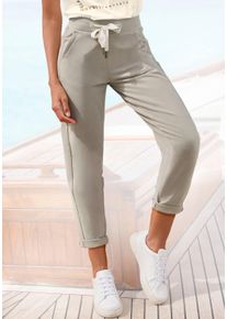 Sweathose ELBSAND "Brinja", Damen, Gr. XL (42), N-Gr, grau (stein), Sweatware, Obermaterial: 95% Baumwolle, 5% Elasthan, unifarben, figurumspielend lang, Hosen Sweathose, mit Taschen und breiten Kordeln, Jogginghose, l&auml;ssige Passform, Topseller