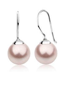 Paar Ohrh&auml;nger NENALINA "Ohrringe H&auml;nger Basic Synthetische Perle 925 Silber" Gr. 25, rosa, Ohrringe, Damen, ohne Stein, Silber 925 (Sterlingsilber), Paar Ohrh&auml;nger