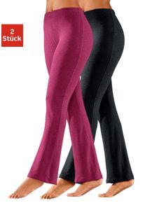 Jazzpants Vivance ACTIVE, Damen, Gr. 44/46, N-Gr, rosa (1x schwarz, 1x himbeere), Single Jersey, Obermaterial: 95% Baumwolle, 5% Elasthan, unifarben, Basic, Basic lang, Hosen Jazzpants, mit leicht ausgestelltem Bein, Loungewear, Topseller