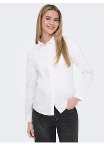 Langarmbluse Only "ONLDEA LS REGULAR SHIRT NOOS WVN", Damen, Gr. M, hellwei&szlig;, Web, Obermaterial: 65% Baumwolle, 33% Polyester, 2% Elasthan, unifarben, regular fit h&uuml;ftlang, Blusen Langarmbluse