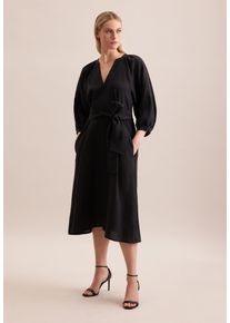 Sommerkleid Seidensticker "Schwarze Rose", Damen, Gr. XL42, Normalgr&ouml;&szlig;en, schwarz, 100% Leinen, unifarben, oversize, Rundhals, Kleider Sommerkleid, 3/4 Rundhals Uni