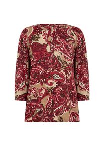 Shirtbluse soyaconcept "SC-FELICITY AOP 517", Damen, Gr. M, rot combi, Web, Obermaterial: 50% Baumwolle, 50% Viskose, gemustert, normal, V-Ausschnitt, Blusen Shirtbluse