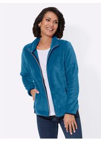 Fleecejacke Casual Looks, Damen, Gr. 52, blau (topas), 100% Polyester, unifarben, Jacken Fleecejacke