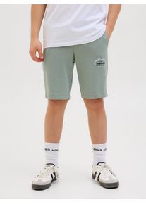 Jack & Jones Sweatshorts JACK & JONES JUNIOR "JPSTLOGO SWEAT SHORTS 2 COL SN GMS JNR", Jungen, Gr. 128, N-Gr, gr&uuml;n (iceberg gr&uuml;n), Sweatware, Obermaterial: 70% Baumwolle, 30% Polyester, bedruckt, slim fit knielang, Hosen Sweatshorts