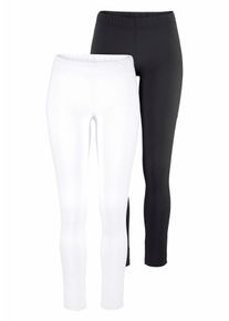 Boysen's Leggings BOYSEN'S, Damen, Gr. 46 (L), N-Gr, schwarz-wei&szlig; (wei&szlig;, schwarz), Jersey, Obermaterial: 95% Baumwolle, 5% Elasthan. Obermaterial Melange: 57% Baumwolle, 38% Polyester, 5% Elasthan, unifarben, Basic, sehr figurbetont kn&ouml;chellang, Hosen Leggings, mit Baumwolle NEUE FARBE