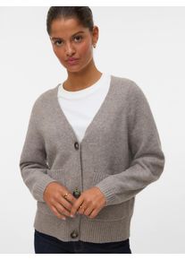 V&eacute;ro Moda Strickjacke VERO MODA "VMBOOM LS V-NECK BUTTON CARDIGAN GA NOOS", Herren, Gr. XL, grau (moon rock detail:melange), Strick, Obermaterial: 85% Polyester, 7% Polyacryl, 5% Wolle, 3% Elasthan, meliert, loose fit h&uuml;ftlang, V-Ausschnitt, Strickjacken Strickjacke