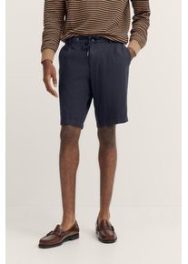 Bermudas Bugatti, Herren, Gr. 52, Normalgr&ouml;&szlig;en, blau (380, marine), 76% Baumwolle, 23% Leinen, 1% Elasthan, unifarben, normal, Hosen Bermudas, aus Baumwoll-Leinen-Mix
