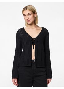 Strickjacke Pieces "PCNUKA LS KNIT CARDIGAN NOOS BC", Herren, Gr. XS, schwarz, Strick, Obermaterial: 100% Baumwolle, unifarben, regular fit normal, V-Ausschnitt, Strickjacken Strickjacke