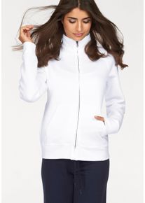Sweatjacke Fruit of the Loom "Lady-Fit Premium Sweat Jacket", Damen, Gr. XXL (44), wei&szlig;, angeraute Sweatware, Obermaterial: 70% Baumwolle, 30% Polyester, unifarben, Basic, figurbetont h&uuml;ftbedeckend, Rundhals, Raglan&auml;rmel angesetztes B&uuml;ndchen, Sweatjacken Sweatjacke, mit Rei&szlig;verschluss