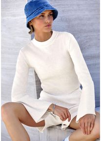 Langarmshirt Copenhagen Studios, Damen, Gr. 44/46, creme, Rippstrick, Obermaterial: 50% Viskose, 28% Polyester, 22% Nylon, unifarben, ohne Ausschnitt, Trompeten&auml;rmel, Shirts Langarmshirt, aus hochwertiger, feiner Rippe