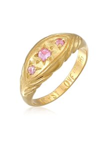 Silberring HAZE & GLORY "Ring Stern Saphir Pink - Love Rules 375 Gelbgold" Gr. 56, gold, Fingerringe, Damen, 56, Gelbgold 375, Silberring