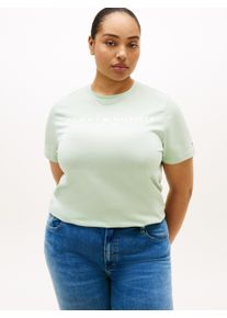 T-Shirt Tommy Hilfiger Curve "CRV REG CORP LOGO C-NK SS", Damen, Gr. 52, gentle jade, Single Jersey, Obermaterial: 100% Baumwolle, bedruckt, regular fit normal, Rundhals, Shirts T-Shirt, in gro&szlig;en Gr&ouml;&szlig;en