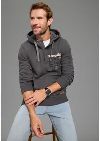 Kapuzensweatshirt Kangaroos, Herren, Gr. S, anthrazit, angeraute Sweatware, Obermaterial: 80% Baumwolle, 20% Polyester. Kapuzenfutter: 80% Baumwolle, 20% Polyester, angesetztes B&uuml;ndchen, Sweatshirts Kapuzensweatshirt, mit Kapuze und Kordelzug, mit K&auml;ngurutasche, Langarm-Design