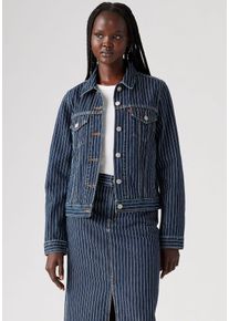 Levi's Jeansjacke LEVI'S "ORIGINAL TRUCKE", Damen, Gr. S (36), blau (partly masked), Web, Obermaterial: 100% Baumwolle, gestreift, regular fit normal, V-Ausschnitt, mit Knopf,&Auml;rmel mit &Auml;rmelschlitz, Jacken Jeansjacke, mit Knopfleiste