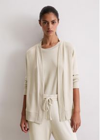 Marc O'Polo Cardigan MARC O'POLO "Soft Knit", Damen, Gr. XL, beige (edles graubeige), Strick, Obermaterial: 95% Modal, 5% Elasthan, bequem h&uuml;ftlang, ohne Ausschnitt, Strickjacken Cardigan, Langarm, ohne Verschlu&szlig;, Feinstrick