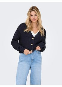 Strickjacke Only "ONLCAROL NICE L/S CARDIGAN KNT NOOS", Damen, Gr. L, blau (night sky), Strick, Obermaterial: 100% Polyacryl, unifarben, regular fit h&uuml;ftlang, V-Ausschnitt, Rippb&uuml;ndchen, Strickjacken Strickjacke, Kunstfaser, regular fit