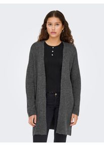 Strickjacke Only "ONLTALIO LS OPEN CARDIGAN BF KNT", Damen, Gr. M, dunkelgrau melange, Strick, Obermaterial: 75% Polyacryl, 22% Polyester, 3% Elasthan, unifarben, regular fit, V-Ausschnitt, Strickjacken Strickjacke