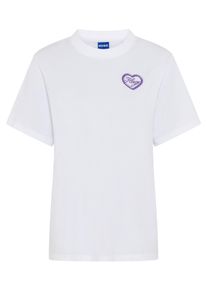 T-Shirt HUGO BLUE "Vintage Tee", Damen, Gr. S, wei&szlig; 100, Single Jersey, Obermaterial: 100% Baumwolle, bedruckt, regular fit h&uuml;ftbedeckend, Rundhals, abgesteppte Kante, Shirts T-Shirt, mit Rundhals, bedruckt