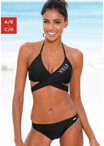 Triangel-Bikini Venice Beach, Damen, Gr. 40, Cup A/B, schwarz, Polyamid, unifarben, Bikini-Sets Triangel-Bikini, mit Top zum Wickeln