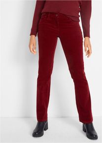 Cordhose bonprix "Stretch-Cordhose, Bootcut", Damen, Gr. 46, N-Gr, rot (kastanienrot), Cord, Obermaterial: 98% Baumwolle, 2% Elasthan, unifarben, regular fit lang, Hosen Cordhose, aus Baumwolle mit Elasthan, Regular Fit, Bootcut-Beinform