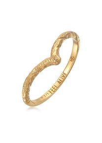 Silberring HAZE & GLORY "Ring V-Form Vintage - Feel Alive 375 Gelbgold" Gr. 58, gold, Fingerringe, Damen, 58, Gelbgold 375, Silberring