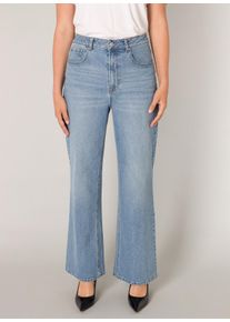 Weite Jeans Base Level "Amy", Damen, Gr. 46, L&auml;nge 32, blau (light blau), Denim/Jeans, Obermaterial: 98% Baumwolle, 2% Elasthan, unifarben, weit lang, Jeans Weite Jeans, mit Waschung