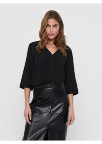 Jacqueline de Yong Shirtbluse JDY "JDYLION CAPOTE 3/4 SHIRT WVN NOOS", Damen, Gr. 36 (S), schwarz, Web, Obermaterial: 100% Polyester, unifarben, regular fit h&uuml;ftlang, V-Ausschnitt, Blusen Shirtbluse