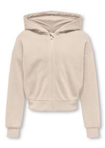 Kapuzensweatjacke KIDS Only "KOGFAVE L/S ZIP HOOD SWT", M&auml;dchen, Gr. 110/116, grau (wei&szlig;cap gray), Sweatware, Obermaterial: 60% Baumwolle, 40% Polyester, unifarben, regular fit normal, Rippb&uuml;ndchen, Sweatjacken Kapuzensweatjacke, mit leicht &uuml;berschnittenen Schultern