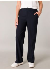 Stoffhose Base Level, Damen, Gr. 40, L&auml;nge 32, blau (dunkelblau), Stoff, Obermaterial: 77% Viskose, 20% Nylon, 3% Elasthan, normal, Hosen Stoffhose, Sommerhose mit Schlag und Elasthan